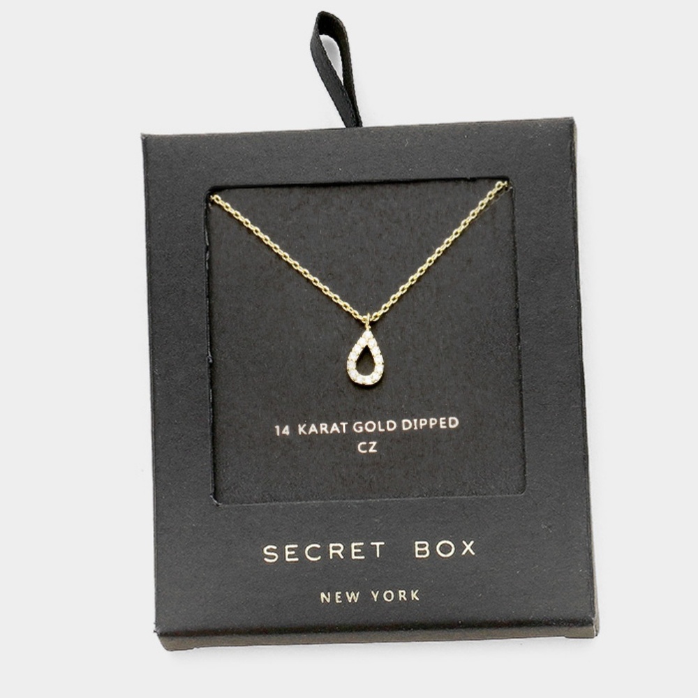 14k Gold Dipped Teardrop Pendant Necklace - image 1